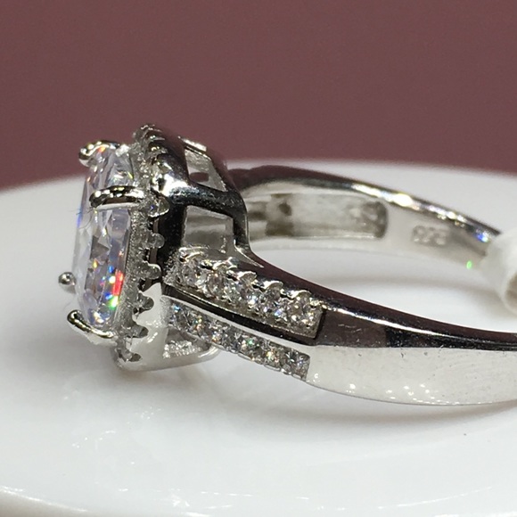 14k white gold engagement halo ring wedding 2 ct - Picture 7 of 8